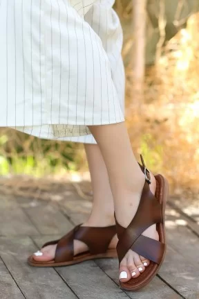 Elow Taba Deri Sandalet Elow Taba Deri Sandalet