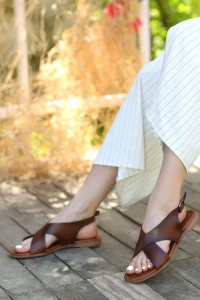 Elow Taba Deri Sandalet Elow Taba Deri Sandalet