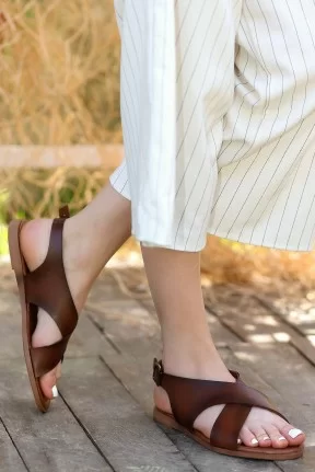 Elow Taba Deri Sandalet Elow Taba Deri Sandalet