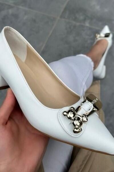 Nell Beyaz Cilt Topuklu Ayakkabı