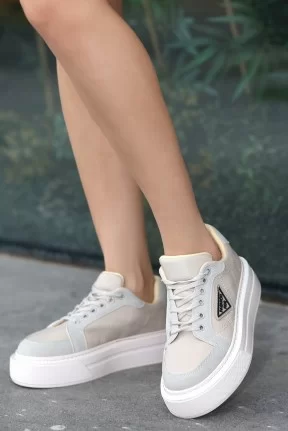 Julya Bej Cilt Bağcıklı Spor Ayakkabı Julya Bej Cilt Bağcıklı Spor Ayakkabı