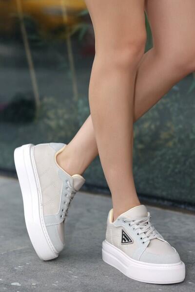 Julya Bej Cilt Bağcıklı Spor Ayakkabı