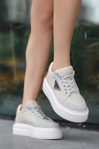 Julya Bej Cilt Bağcıklı Spor Ayakkabı