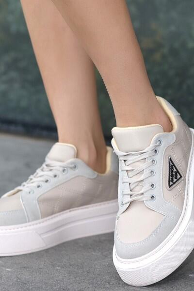 Julya Bej Cilt Bağcıklı Spor Ayakkabı