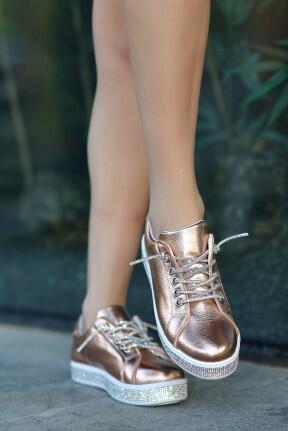 Vasie Bakır Cilt Bağcıklı Spor Ayakkabı