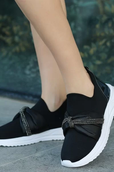 Stew Siyah Streç Spor Ayakkabı