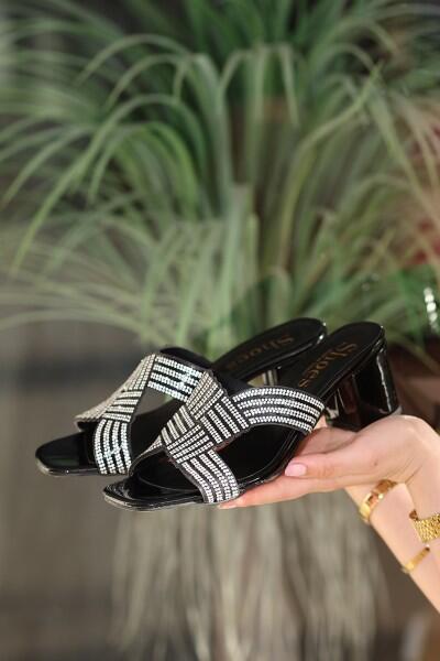 Darla Siyah Rugan Topuklu Terlik Darla Siyah Rugan Topuklu Terlik