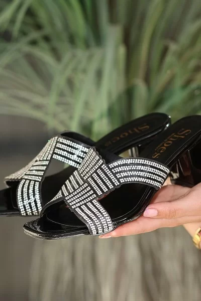 Darla Siyah Rugan Topuklu Terlik Darla Siyah Rugan Topuklu Terlik