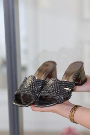 Enda Platin Rugan Topuklu Terlik