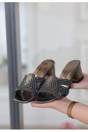 Enda Platin Rugan Topuklu Terlik