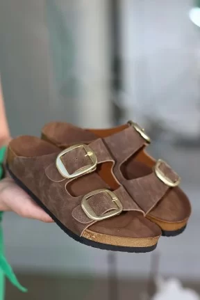 Woki Gold Nubuk Terlik Woki Gold Nubuk Terlik