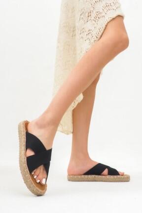 Jinor Siyah Keten Espadril Terlik Jinor Siyah Keten Espadril Terlik