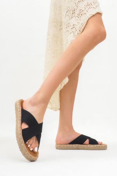 Jinor Siyah Keten Espadril Terlik