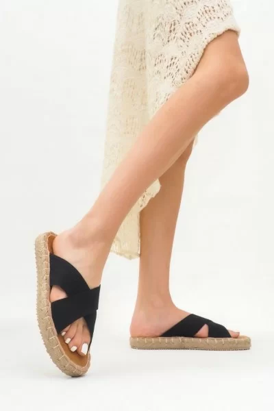 Jinor Siyah Keten Espadril Terlik Jinor Siyah Keten Espadril Terlik