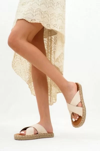 Jinor Bej Keten Espadril Terlik Jinor Bej Keten Espadril Terlik