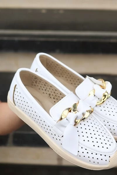 Riwan Beyaz Cilt Babet Ayakkabı