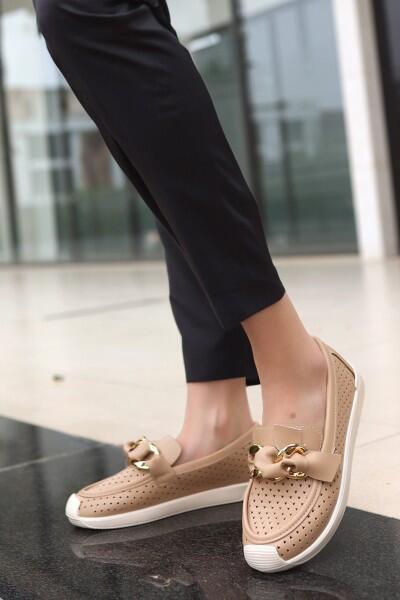 Riwan Nude Cilt Babet Ayakkabı Riwan Nude Cilt Babet Ayakkabı