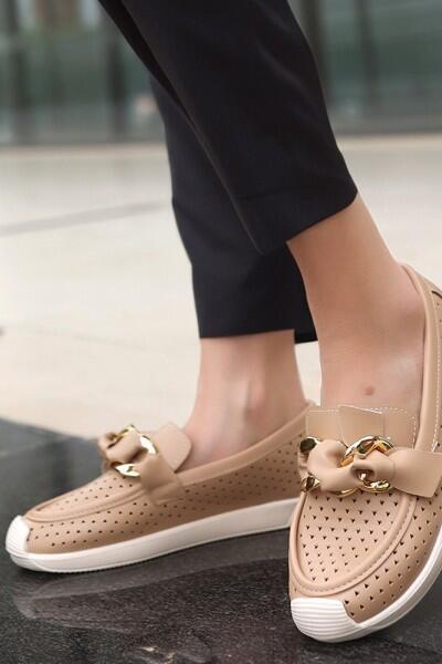 Riwan Nude Cilt Babet Ayakkabı Riwan Nude Cilt Babet Ayakkabı