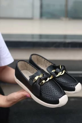 Riwan Siyah Cilt Babet Ayakkabı