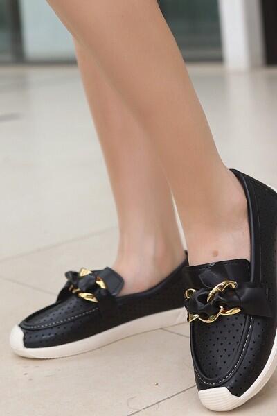 Riwan Siyah Cilt Babet Ayakkabı Riwan Siyah Cilt Babet Ayakkabı