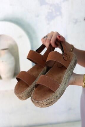 Wery Taba Deri Cırt Cırtlı Sandalet Wery Taba Deri Cırt Cırtlı Sandalet