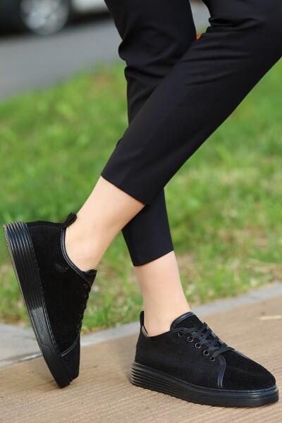 Aprel Siyah Kadife Bağcıklı Spor Ayakkabı Aprel Siyah Kadife Bağcıklı Spor Ayakkabı