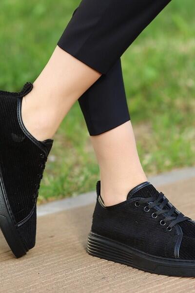 Aprel Siyah Kadife Bağcıklı Spor Ayakkabı Aprel Siyah Kadife Bağcıklı Spor Ayakkabı