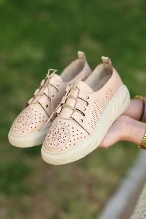 Down Nude Cilt Bağcıklı Spor Ayakkabı