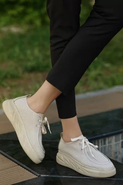 Freya Bej Cilt Bağcıklı Spor Ayakkabı Freya Bej Cilt Bağcıklı Spor Ayakkabı