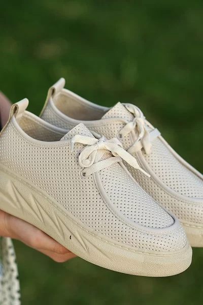 Freya Bej Cilt Bağcıklı Spor Ayakkabı Freya Bej Cilt Bağcıklı Spor Ayakkabı