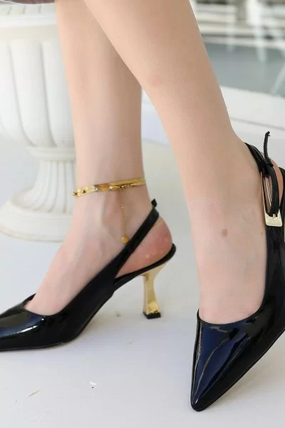 Zalin Siyah Rugan Topuklu Ayakkabı