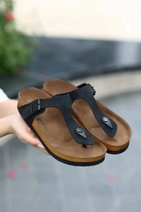 Aksar Siyah Nubuk Parmak Arası Terlik