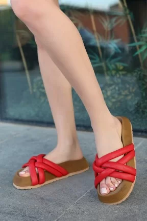 Tenda Kırmızı Cilt Terlik Tenda Kırmızı Cilt Terlik