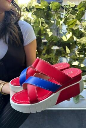 Sandy Kırmızı Cilt Dolgu Topuk Terlik