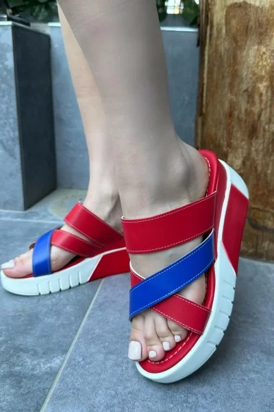 Sandy Kırmızı Cilt Dolgu Topuk Terlik