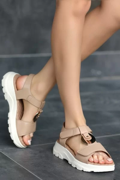 Shai Nude Cilt Cırt Cırtlı Sandalet Shai Nude Cilt Cırt Cırtlı Sandalet