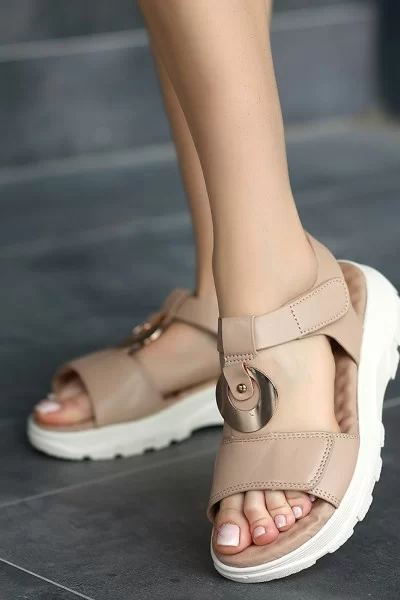 Shai Nude Cilt Cırt Cırtlı Sandalet Shai Nude Cilt Cırt Cırtlı Sandalet