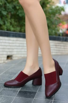 Mende Bordo Cilt Topuklu Ayakkabı Mende Bordo Cilt Topuklu Ayakkabı