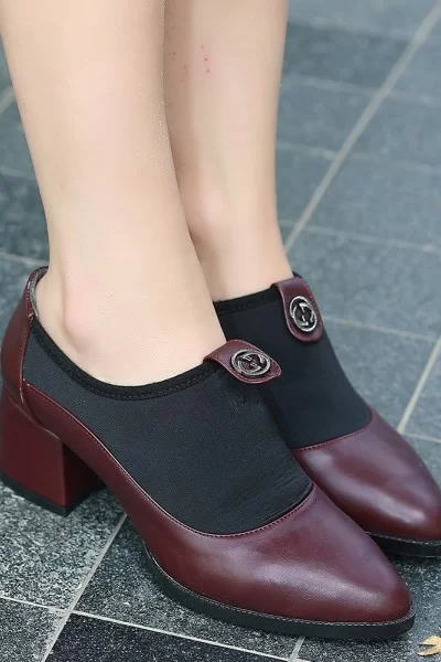 Jeen Bordo Cilt Topuklu Ayakkabı Jeen Bordo Cilt Topuklu Ayakkabı
