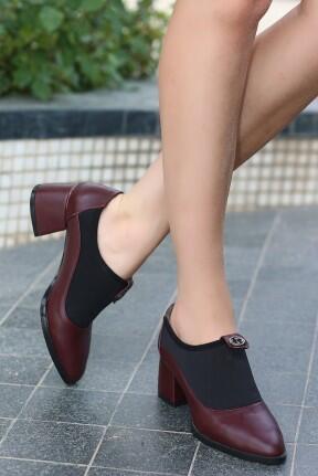 Jeen Bordo Cilt Topuklu Ayakkabı Jeen Bordo Cilt Topuklu Ayakkabı