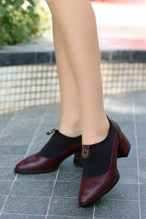 Jeen Bordo Cilt Topuklu Ayakkabı Jeen Bordo Cilt Topuklu Ayakkabı