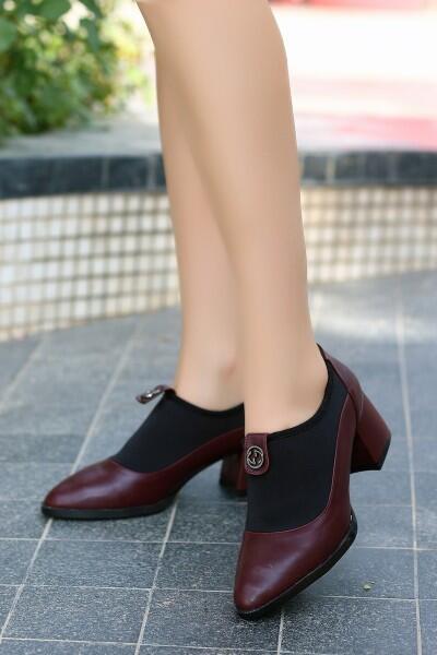 Jeen Bordo Cilt Topuklu Ayakkabı Jeen Bordo Cilt Topuklu Ayakkabı