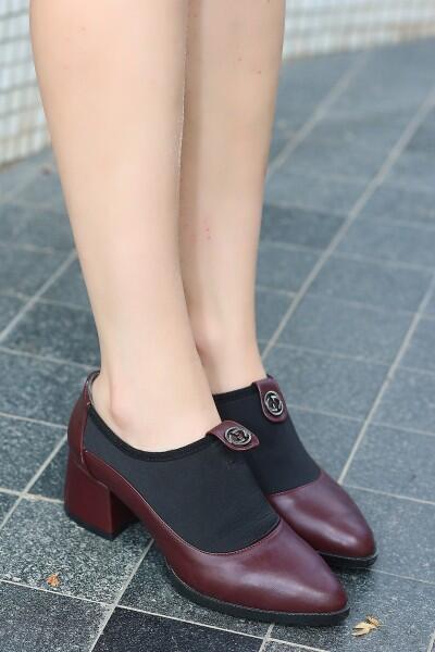 Jeen Bordo Cilt Topuklu Ayakkabı Jeen Bordo Cilt Topuklu Ayakkabı