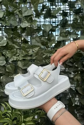 Krita Beyaz Cilt Sandalet