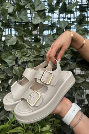 Krita Bej Cilt Sandalet Krita Bej Cilt Sandalet