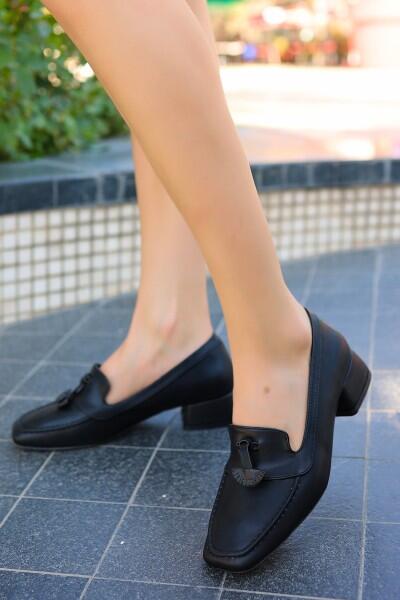 Nien Siyah Cilt Topuklu Ayakkabı Nien Siyah Cilt Topuklu Ayakkabı