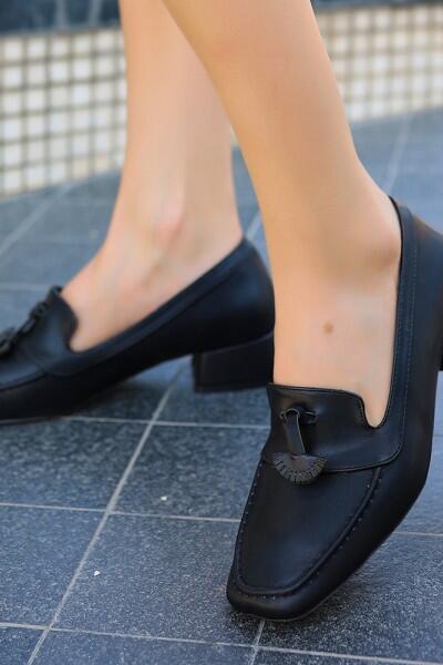 Nien Siyah Cilt Topuklu Ayakkabı Nien Siyah Cilt Topuklu Ayakkabı