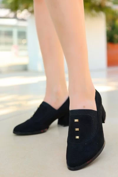 Rotta Siyah Süet Topuklu Ayakkabı Rotta Siyah Süet Topuklu Ayakkabı