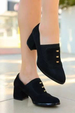 Rotta Siyah Süet Topuklu Ayakkabı Rotta Siyah Süet Topuklu Ayakkabı