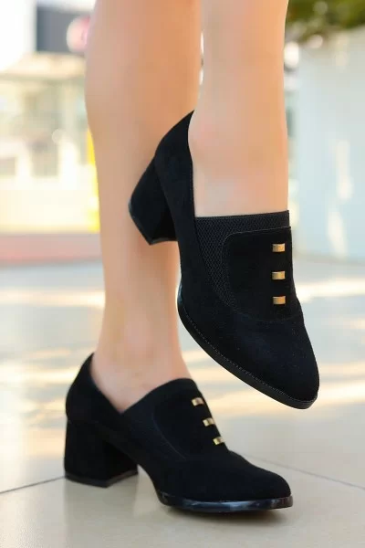 Rotta Siyah Süet Topuklu Ayakkabı Rotta Siyah Süet Topuklu Ayakkabı